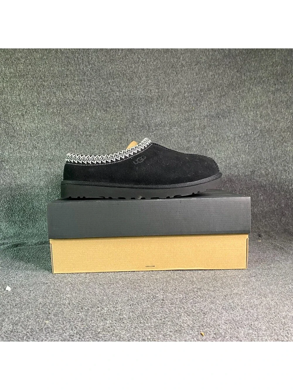 UGG Tasman Black Suede Shearling Lined Mens Size 10 Slip On Clog Slippers 5950